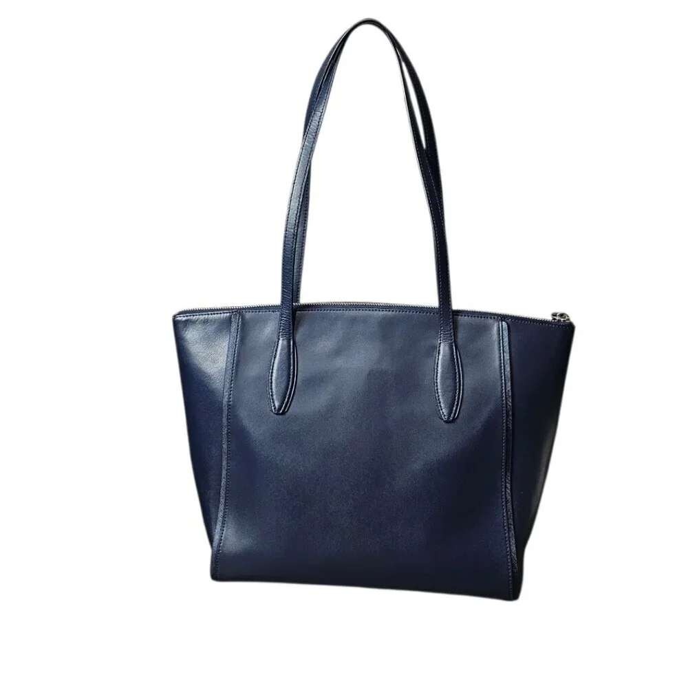 Kate Spade New York Kali Smooth Leather Tassel Zip Tote Shoulder Bag Navy COA